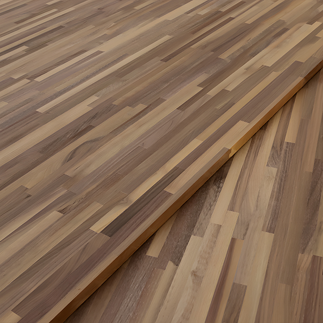 Walnut Edge-Glued Solid Wood Panel, Finger Jointed, Thickness 1.5″/38mm, Rustic Grade